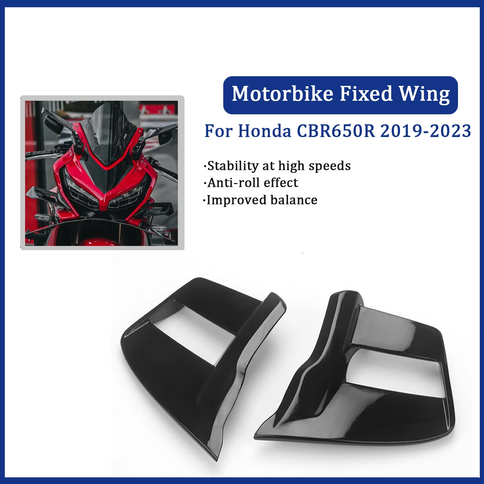 

For Honda CBR650R CBR 650R 2019 2020 2021 2022 2023 Motorcycle Winglets Aerodynamic Wing Kit Fixed Side Wings Spoiler Fairing