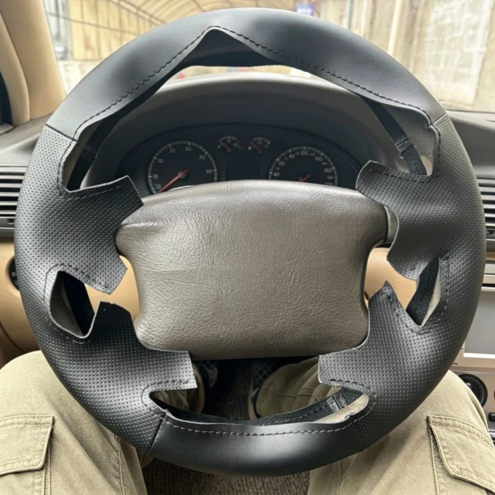 Hand Sewing Black Perforated Non-slip Microfiber Leather Steering Wheel Cover For VW Golf 4 MK4 1998-2004 Passat B5 1996-2005