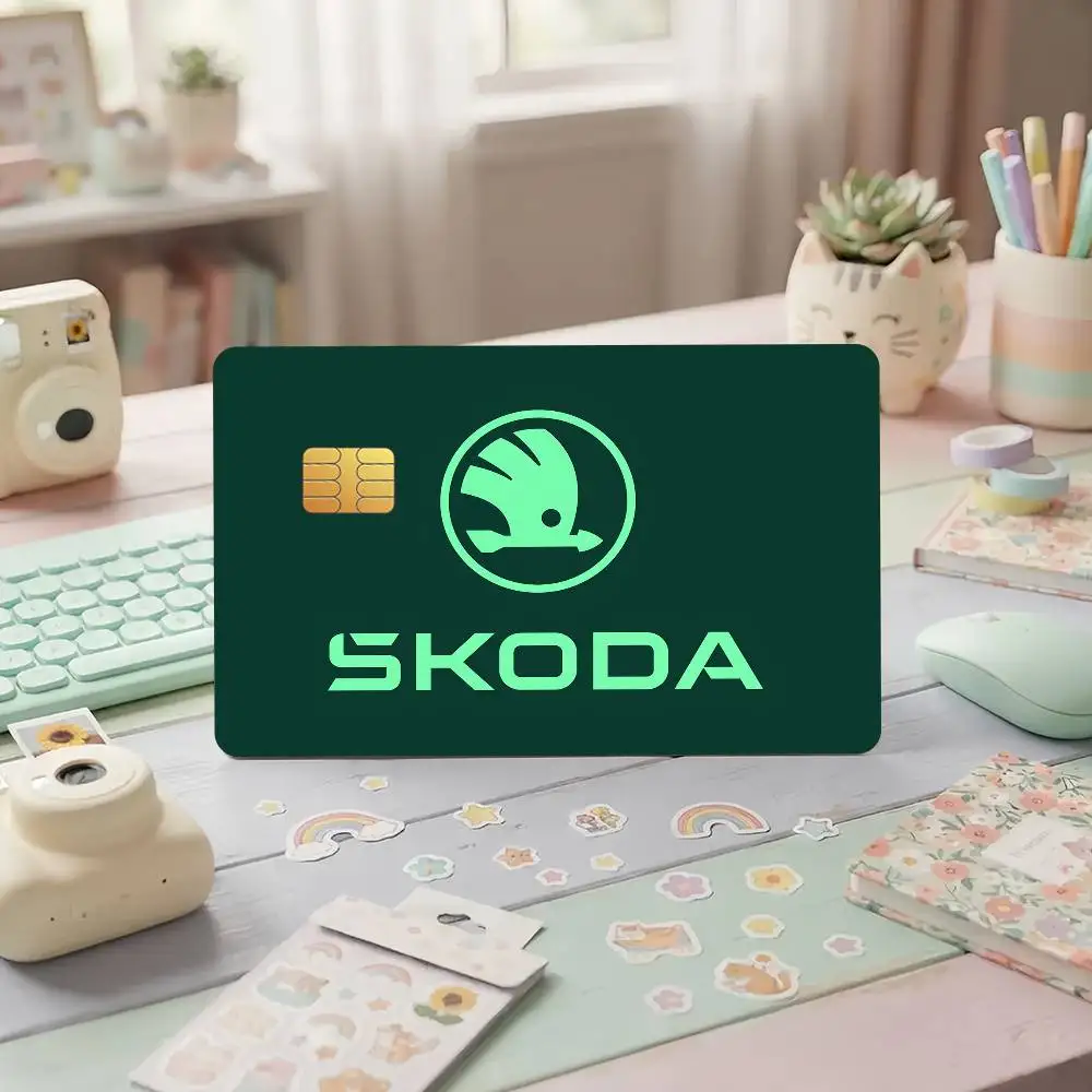 Fashion Racing S-Skodas-S Logo Cars Credit Card Sticker Waterproof Anti-Scratch 4PCS Bank Debit Traffic Cover Decoration