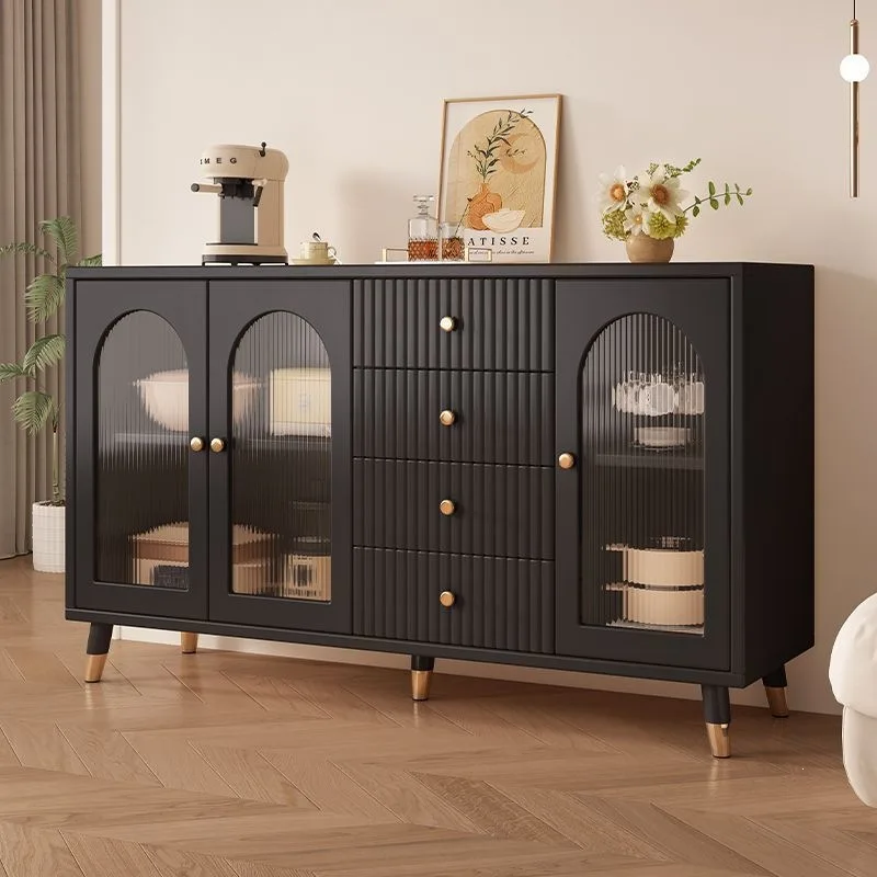 Solid wood dining side cabinet Home kitchen storage cabinet Simple modern living room visual locker