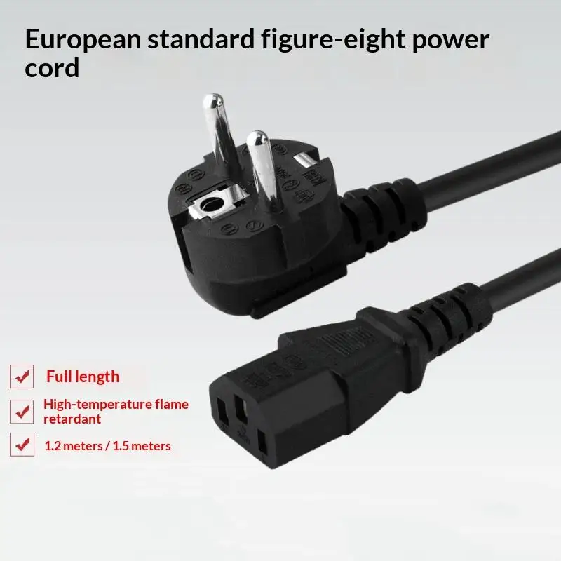 EU Plug 18 AWG 2 Pin Power Cord Universal 250V High Performance Power Cable 1.2/1.5 Meters 5FT for Commercial Use