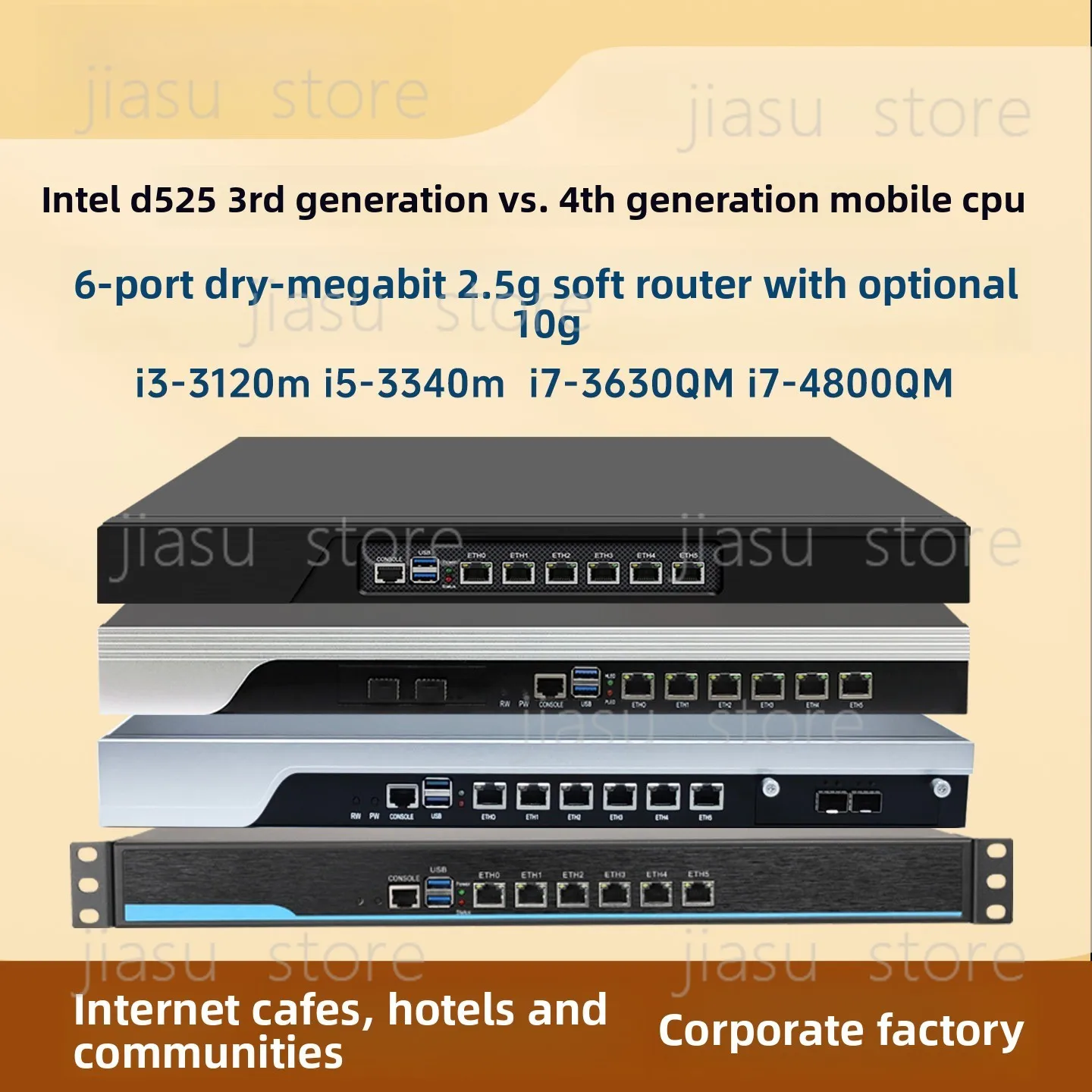 2.5G 6 Port 1U Soft Router PC, Intel i3 i5 i7 Industrial Computer, Enterprise Network Gateway Router