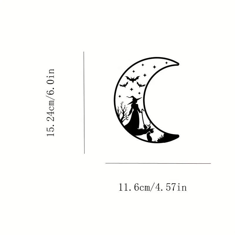 Witch on Crescent Moon Vinyl Decal Magic Gothic Style Car Sticker Waterproof Laptop Window Decor Halloween Witchcraft Car