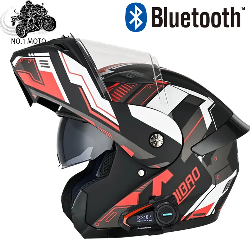 Bluetooth Flip Up Motorcycle Helmet Double Lens KUQIBAO helmet off-road Capacete Casco moto DOT Certification Casco para moto