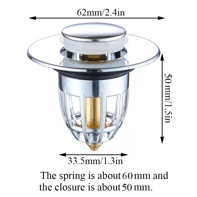 Press Bounce Basin Pop-up Drain Filter Bathroom Shower Sink Filter Plug Wash Basin Hair Sink Strainer Kitchen Bathtub Stopper image 6