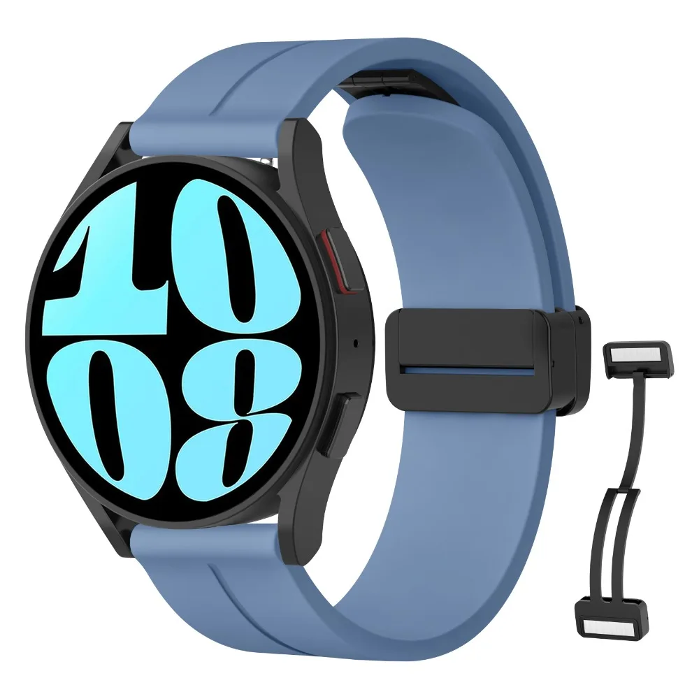 20mm Silicone Magnetic Buckle Band For Samsung Galaxy Watch 7 6 5 4 40mm 44mm/Watch 4 6 Classic/Active 2/5Pro 45mm/Watch 3 41mm