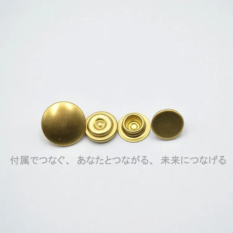10 Stück Doppelstift-Vier-in-Eins-Schnalle, japanische YKK-Schnalle, große weiße Feder, Retro-Gold, 15 mm, für Jacken – Detail 4