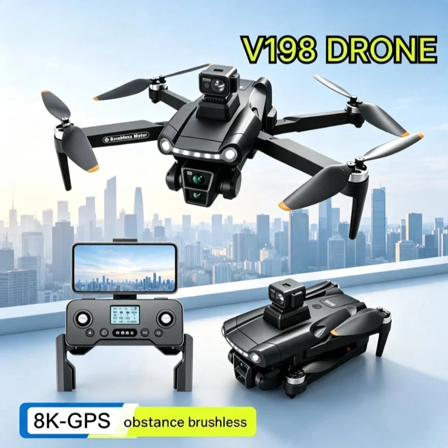 Original V198 GPS Foldable RC Quadcopter 8K HD Camera Motor Intelligent Obstacle Avoidance Professional Aerial Photography Drone