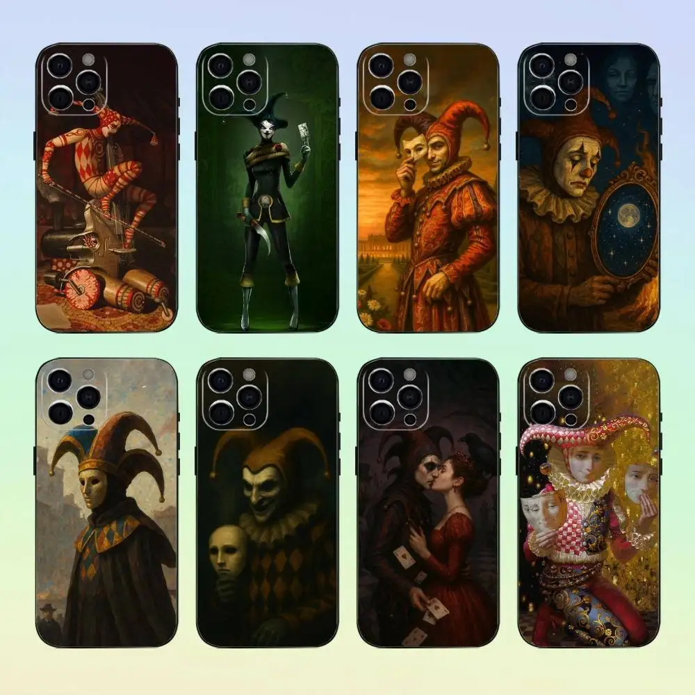 

joker art Phone Case For iPhone 17,16,15,14,13,12,11 ,Soft Silicone Black Cover