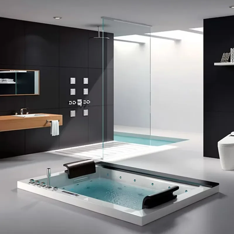Luxury Waterfall Influent Massage Bathtub with Light Bubble Nozzle for 2 Person