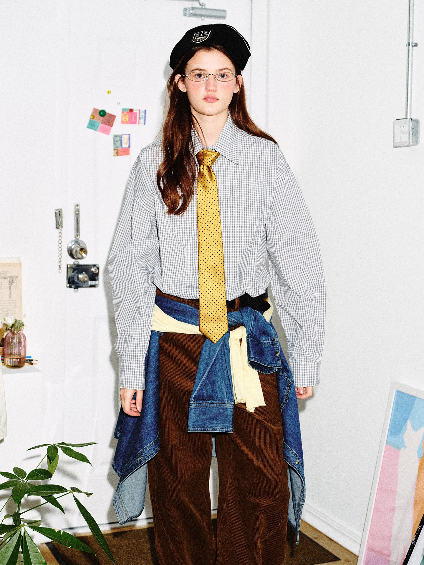 

Мужская повседневная рубашка в американском ретро-стиле с черно-белым клетчатым узором и длинными рукавами, весенняя, для отдыха, в студенческом стиле, парная модель