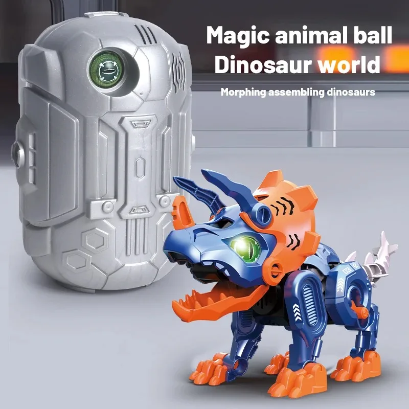 Dinosaur Egg DIY Transform Disassemble Triceratops Tyrannosaurus Rex with Light Effects Electric Toys for Children Boys Gift