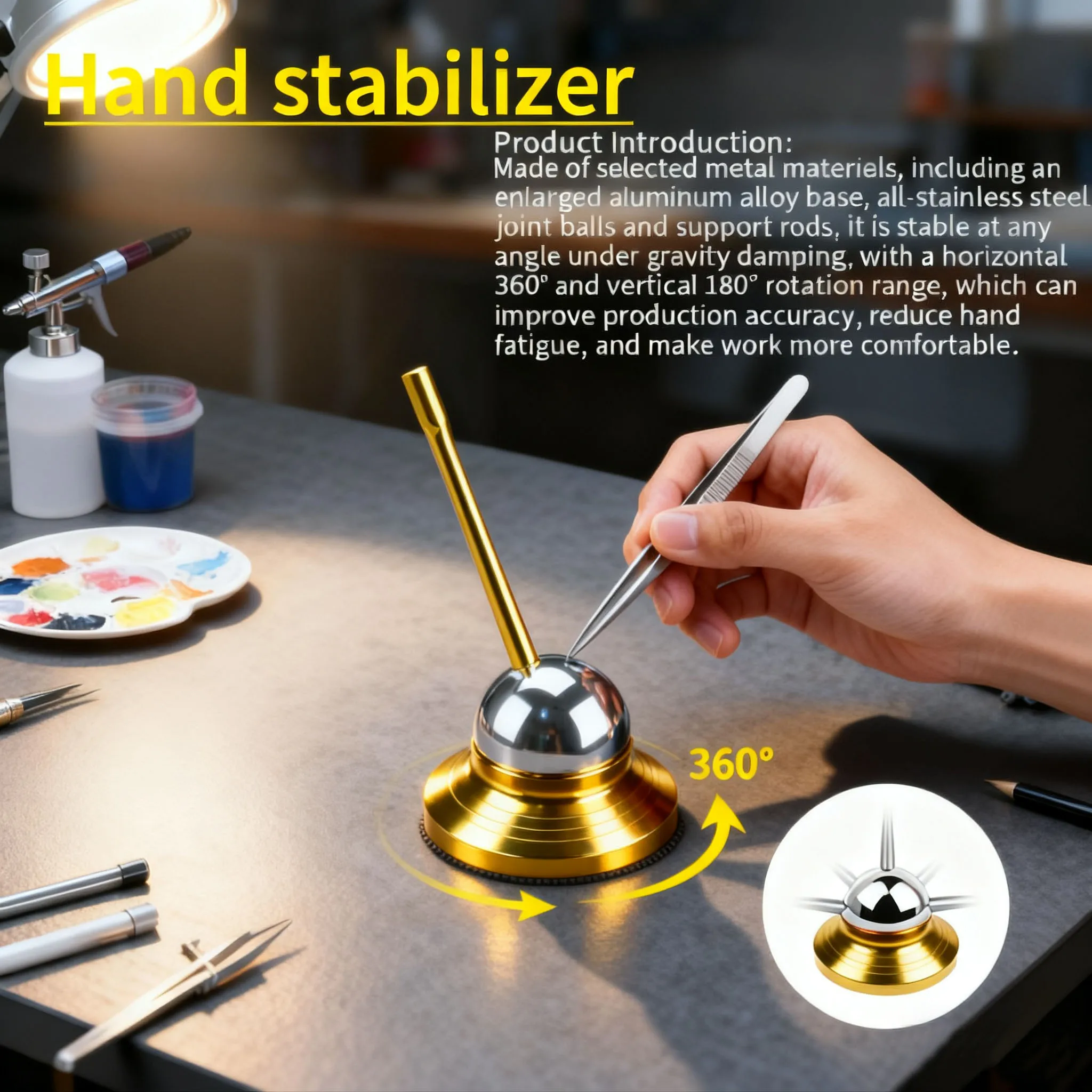 360 Degree Rotating Precision Handheld Stabilizer Carving Sculpting Airbrush Tool for Modeling Hobby Carving DIY Handcraft Minis