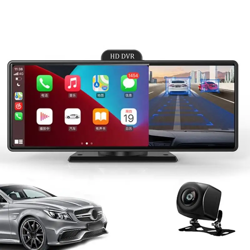 Wireless Carplay 4K Dash Cam 10.26'' Touch Screen Auto Car Dual WiFi FM 1080P Backup Camera Car DVR Camera