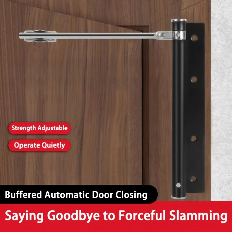 Lightweight Adjustable Door Closer, Silent Anti-Collision Automatic Door Closing Device, Adjustable Closing Speed, Rust-Proof Closer, Comes with Screwdriver, Easy Installation Automatic Door Closing Device for Home Bedroom Doors and Office