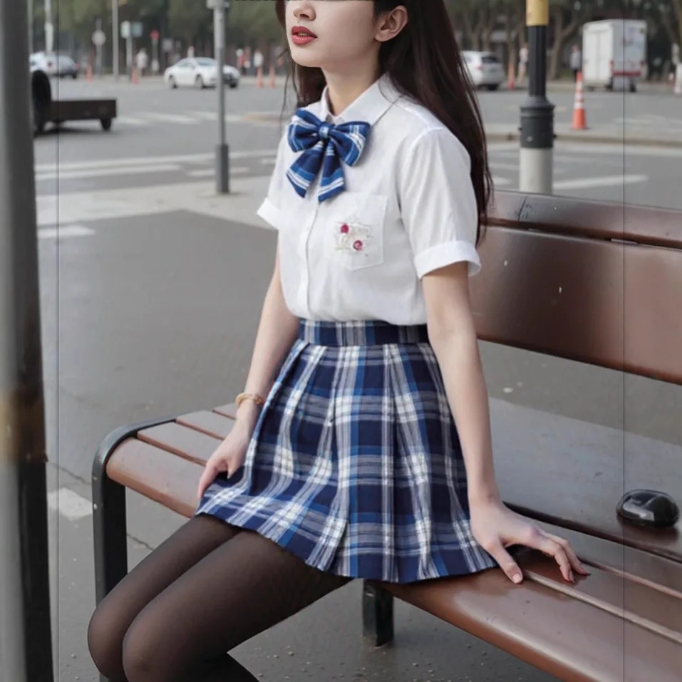 JK Uniform Sommer Kurzarm Japanische Schuluniformen Mädchen Sailor Sets Faltenrock JK Uniform COS Kostüm