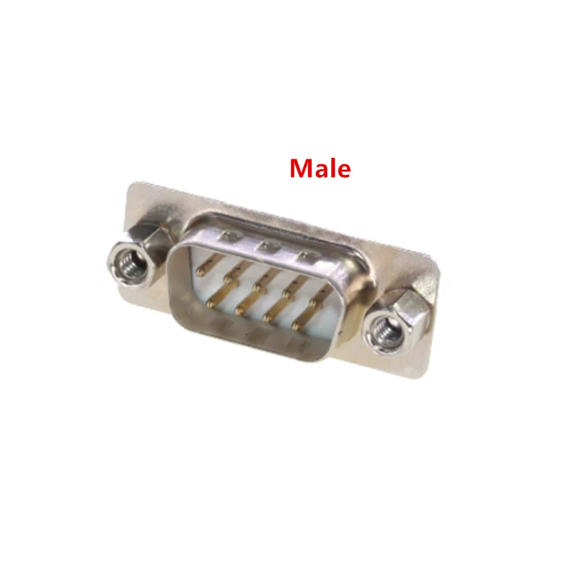 2Pcs/lot Gold plated 3U DP9 9 Pin Male/Female Straight Pin DB9 D-sub PCB Mount RS232 Serial Port Connector COM port Socket