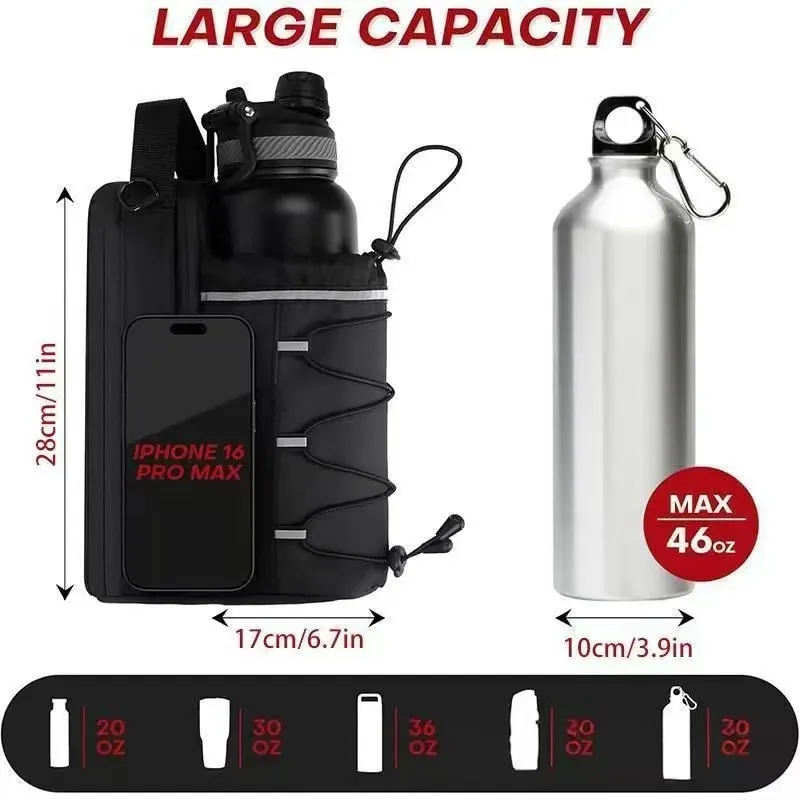 Magnetic Water Bottle Sling Bag Adjustable Large Capacity Gym Bottle Bag Waterproof Convenience Crossbody Sports Bag Gym For Men