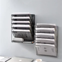 Hanging Metal File Organizer Rack Five Layer Wall Hanging Holder Mail Magazine Office Paper Document Letter Paper Storage Tray