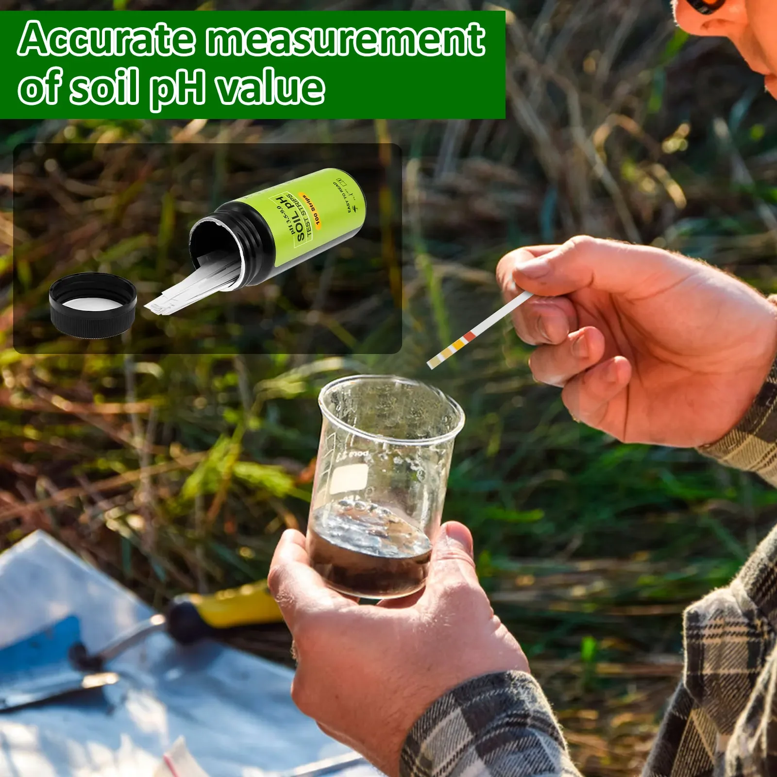 100Pcs Soil pH Test Strips (3.5-9.0 Range) Practical Strip Soil pH Tester Kit Accurate Gardening Lawn Test Tool for Lawn Grass