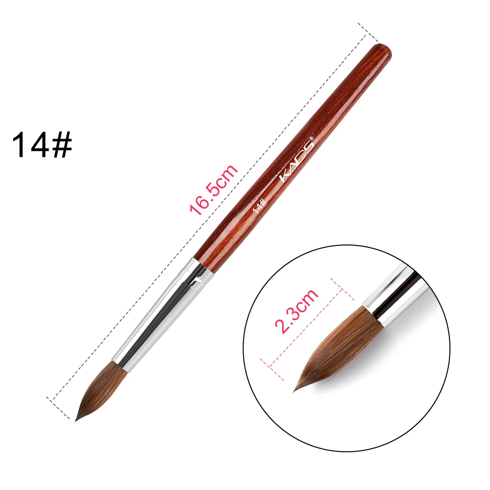 KADS 1Pcs Kolinsky Sable Redwood Nail Brush High Quality Handle Nail Gel Carving Pen Round Brush Professional Manicure Tools