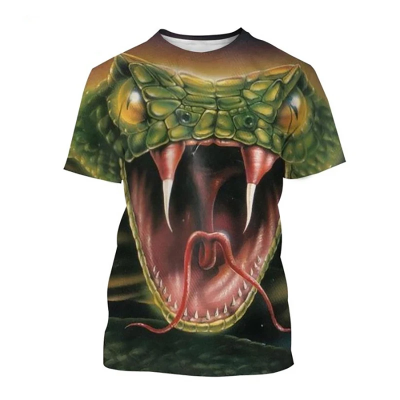 Summer Animal Snake 3D Print T-Shirts Men\'s Women Casual Short Sleeve T Shirt Oversized Harajuku Y2k Top Tees Kid Funny Clothing