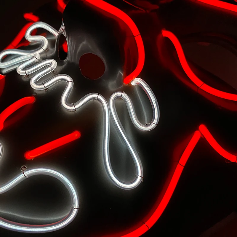 LED Toro Demone Re Maschera Night club Halloween Spettacolo teatrale Costumi Puntelli per uomini Ragazzi Maschera di toro luminoso horror spettrale