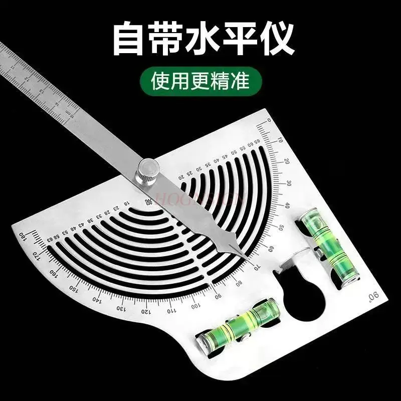 1 шт. угловая линейка, высокоточный транспортир, многофункциональный угловой калибр из утолщенной нержавеющей стали, угловая линейка для деревообработки
