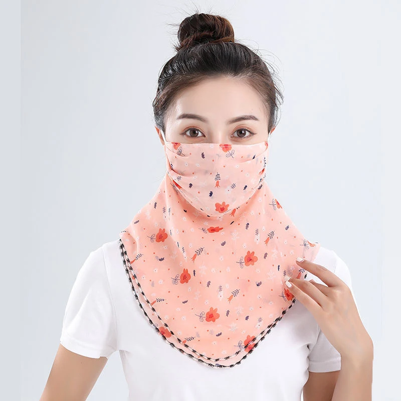 Máscara Cachecol Respirável Feminino, Cachecol de Seda Triangular, Dustproof, Windproof, Outdoor