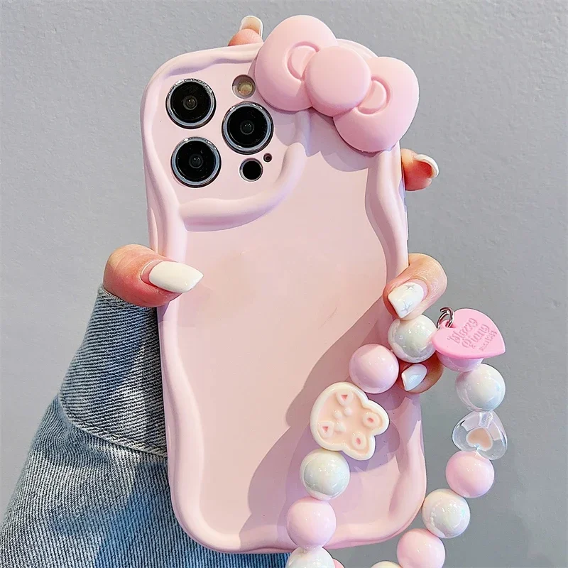 New Bow Bunny Round Bracelet Phone Case For iPhone 15 14 13 12 11 Pro Max 7 8 Plus for Case