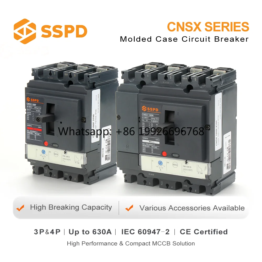 SSPD Quality Control 100A/3P Battery Moulded Case Circuit Breaker Custom CNSX with 25KA Breaking Capacity