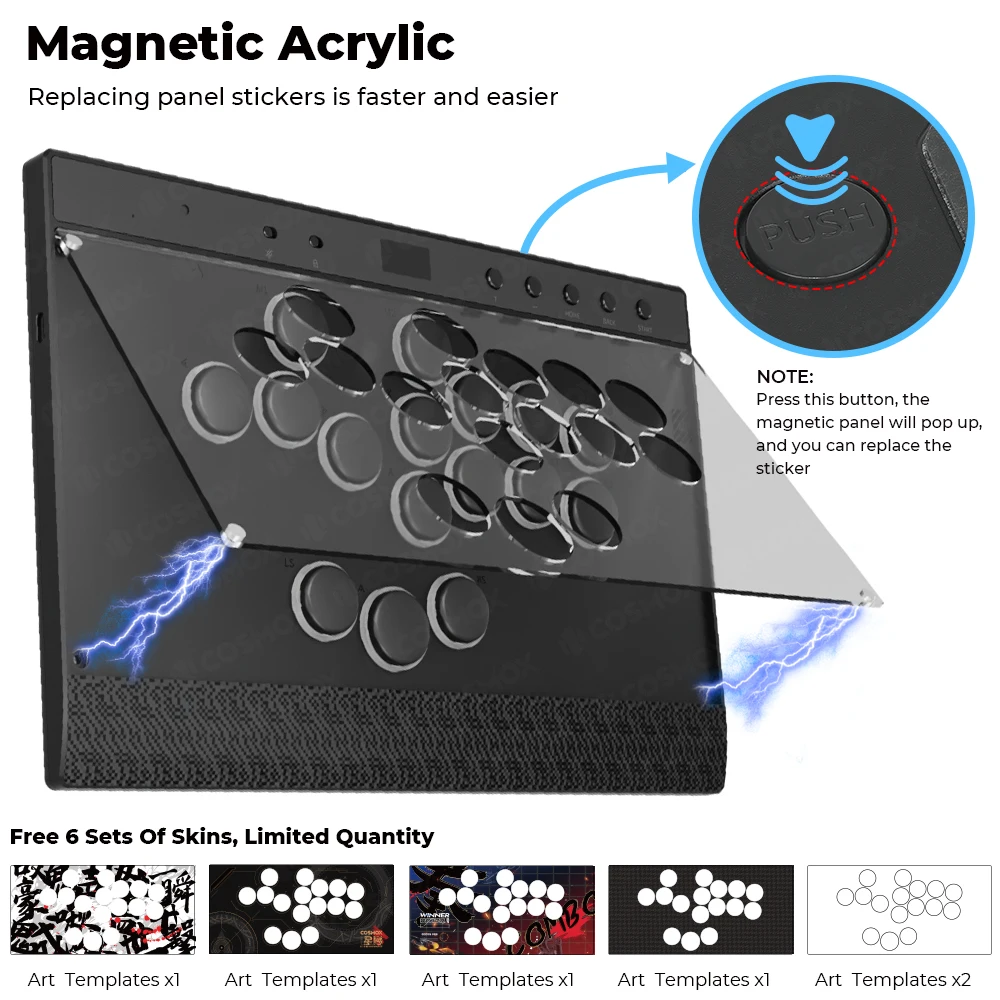 Haute42-COSMOX C16 Leverless Controller Magnetic Acrylic Easy To Change DIY Stickers Arcade Joystick Hitbox For Steam Ps4 Ps5 2