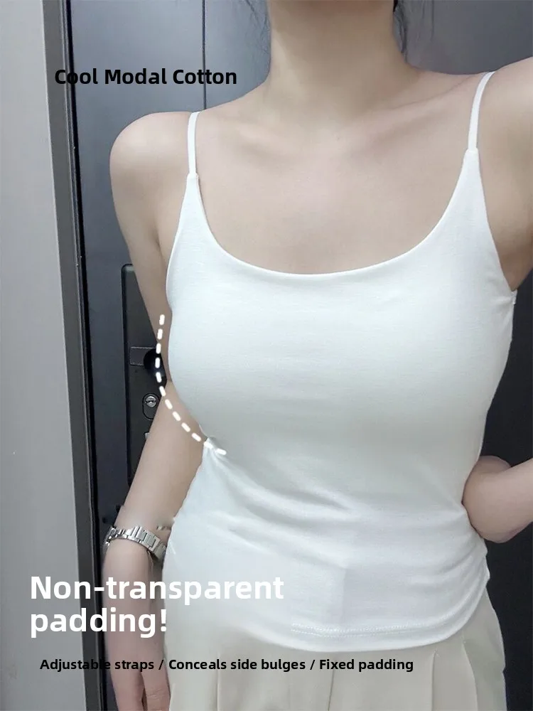 White Strapless Integrated Vest Women's Inner Wear with Chest Pad Bare Back Bra Summer Outdoor Wear Short Style Commute Fashion