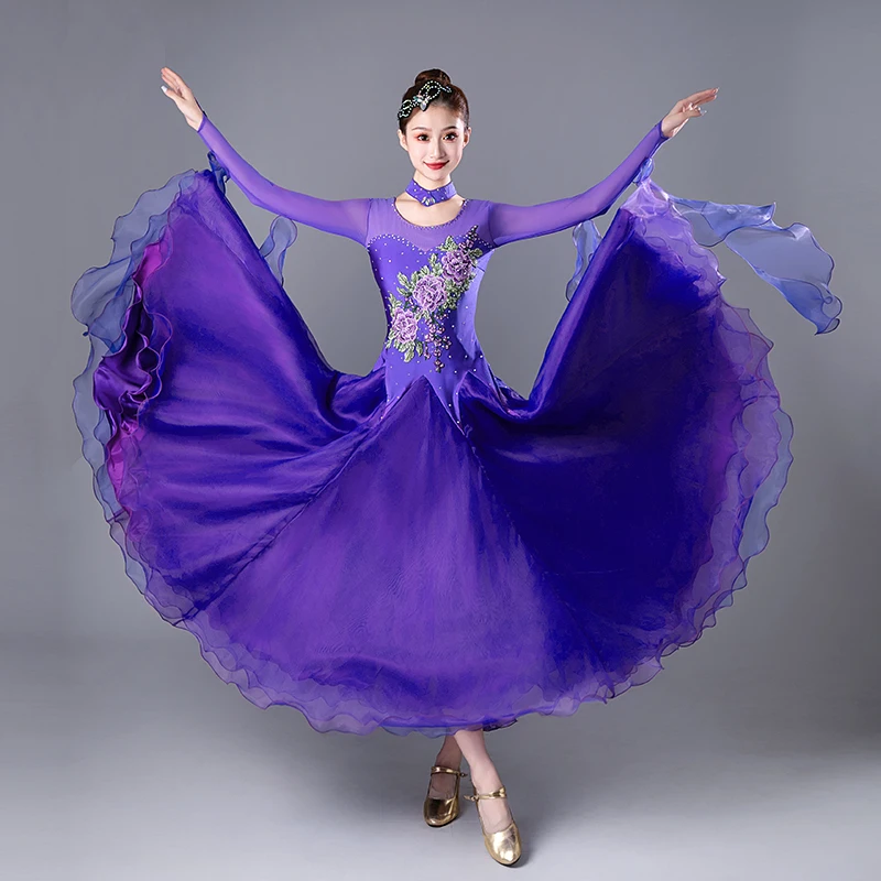 

Платье для бальных танцев, национальный стандарт, танцевальные костюмы для выступлений, платье для вальса, элитная современная одежда для соревнований