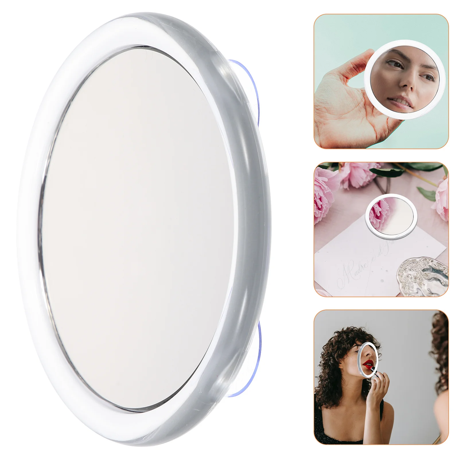 20x Magnifying Mirror Suction Cup Portable Lightweight Design Clear Facial Features Makeup Mirror Practical Long