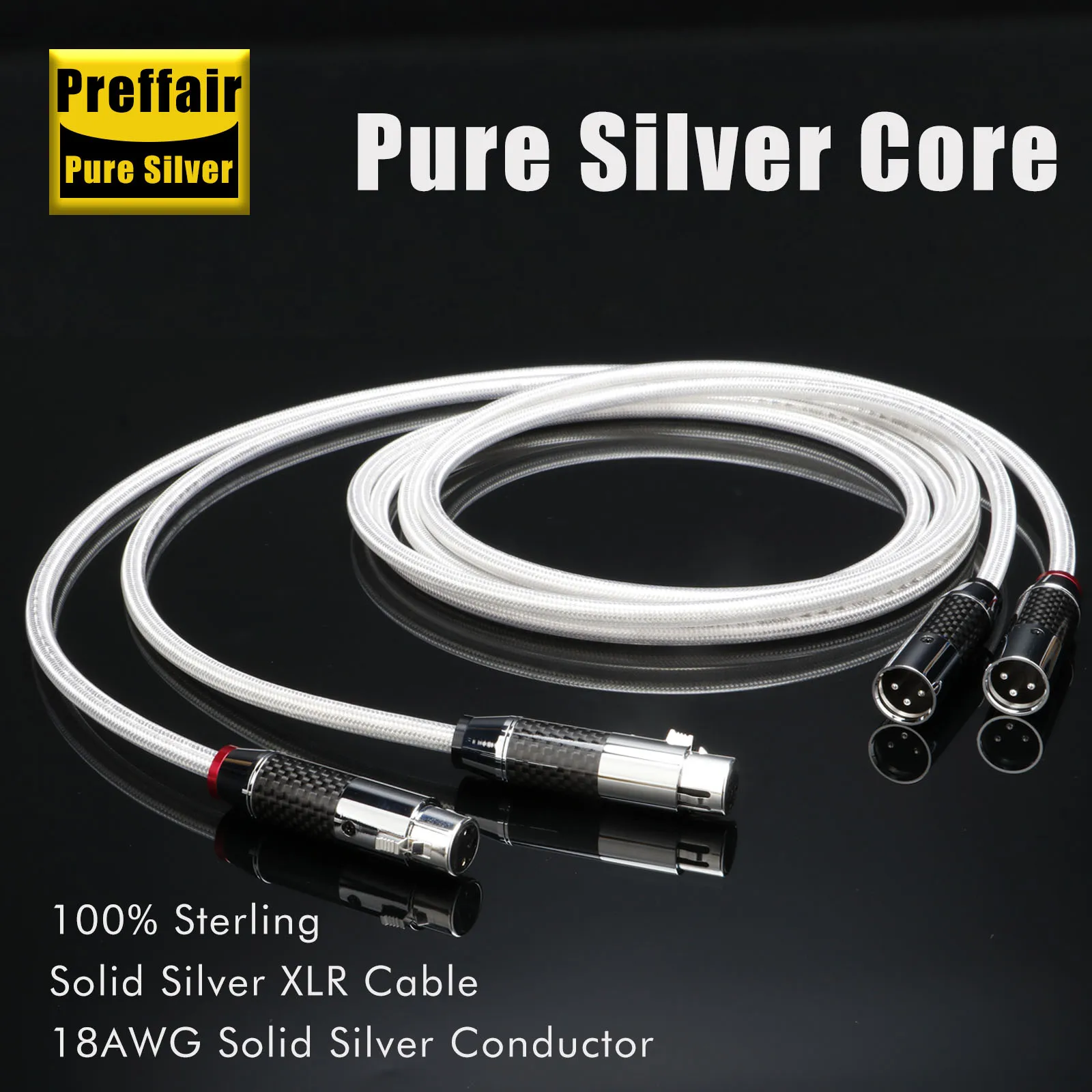 

Hi-end Cable XLR Pure Silver xlr balanced audio cable carbon fiber Male to female xlr connector Karon microphone Mixe cord