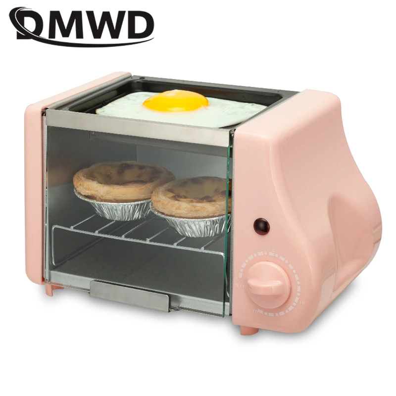 DMWD 2 in 1 mini electric Baking Bakery roast oven grill fried eggs Omelette frying pan breakfast machine bread maker Toaster