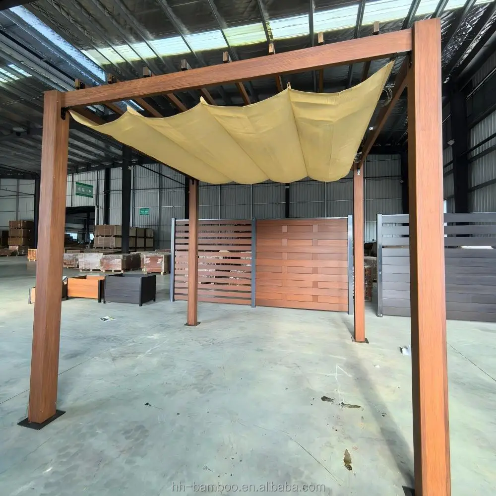 Farmhouse Garden Waterproof Low-Maintenance Strand Woven Bamboo Pergola