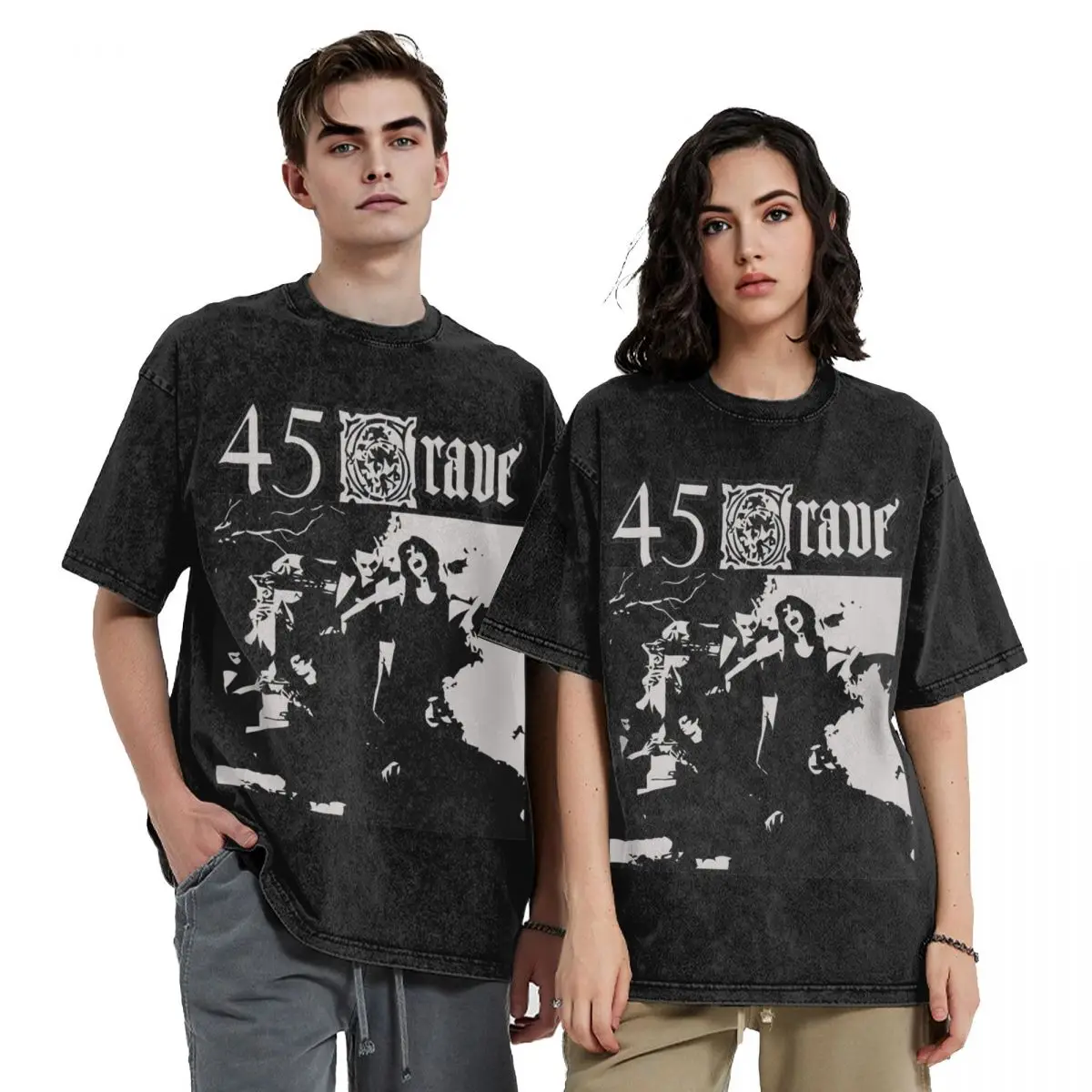 

Футболка Мужская/женская с принтом рок-группы, промытая уличная одежда, топ с коротким рукавом в стиле хип-хоп, 45 гравировок, аксессуары
