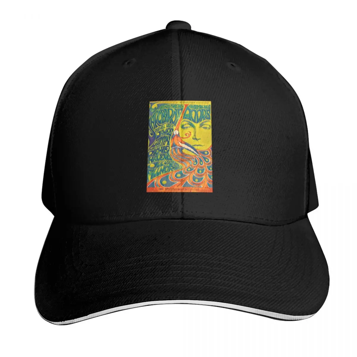 1967 DOORS / YARDBIRDS CONCERT - DARK WOOD TEXTURE GREEN BACKGROUND Baseball Cap Men Women Casual Summer Sport Sun Cap