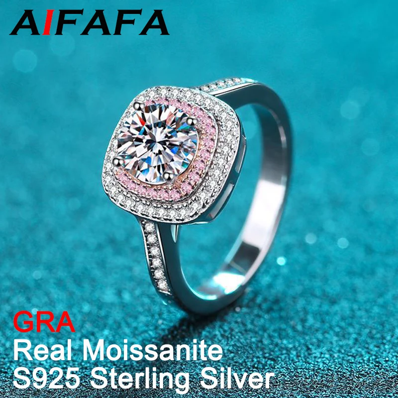 

AIFAFA Real 1 Carat Moissanite Rings For Women Pt950 Plated S925 Sterling Silver Diamond Ring Wedding Fine Jewelry Wholesale