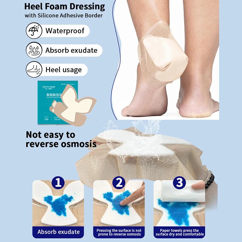 

Polyurethane Foam Dressing Heel Dressing Wound Bedsore Patch Sterile Patch For Pressure Ulcer Absorbs Exudate Wound Care Bandage