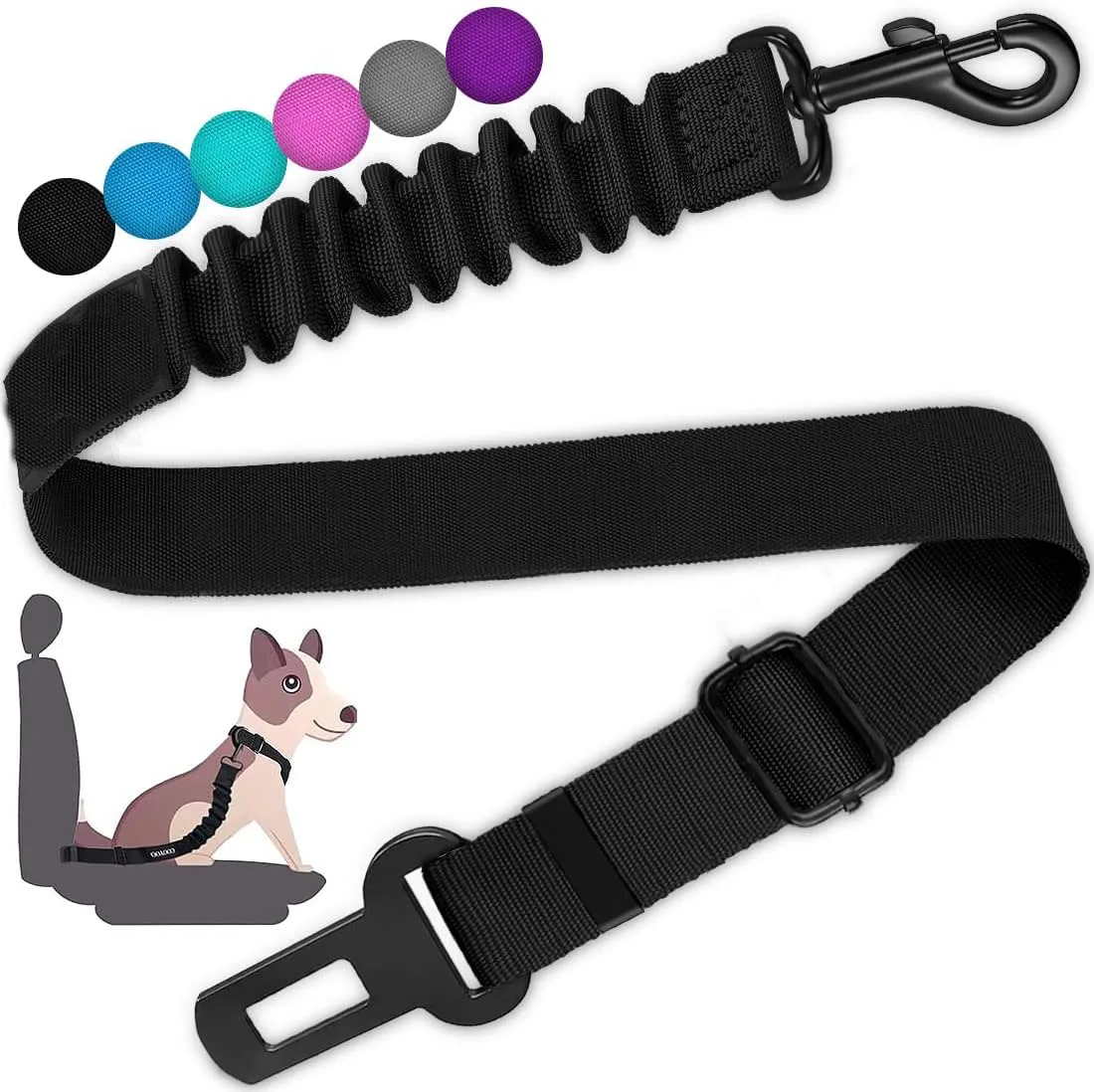 Dog Seat Belt, Durability Retractable Dog Car Harness Adjustable Dog Seat Belt for Vehicle Nylon Pet Safety Seat Belts Heavy Dut