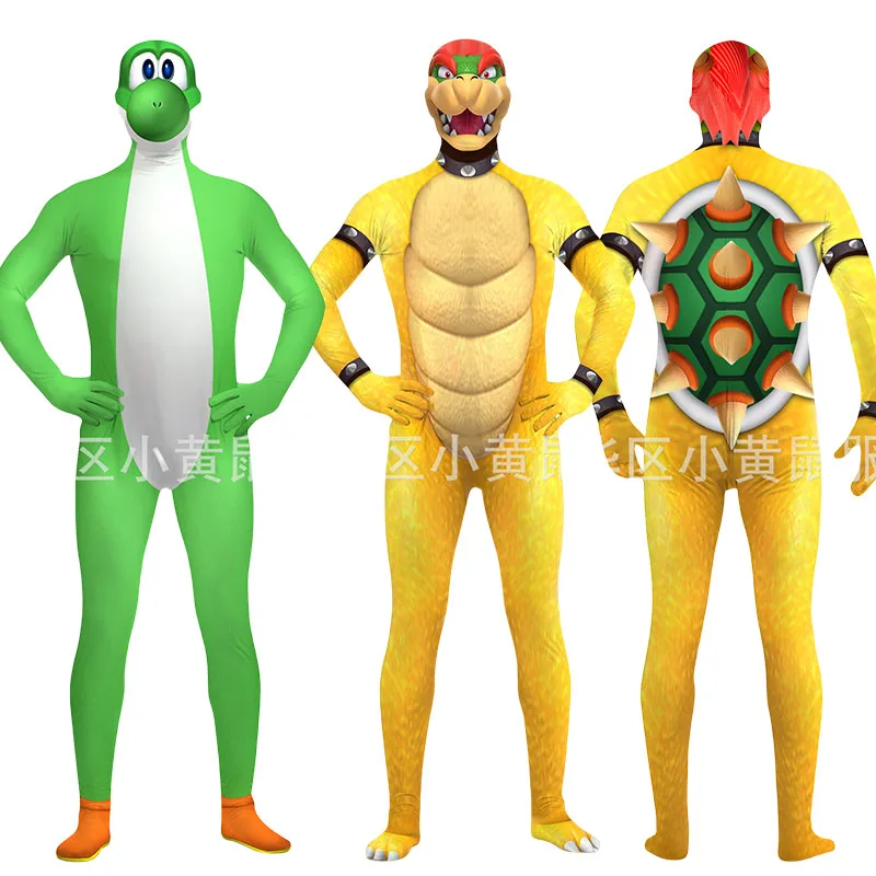 

Super Mario Bros Yoshi Costume Jumpsuit Halloween Cosplay Costumes Bodysuit Adult Luigi Cosplay Costume Women Men Party Set Gift