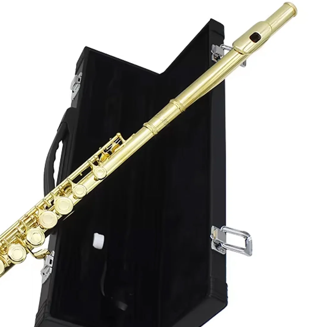 SLADE 16 Holes Add The E Key Flute Brass Bady Gold Flute Instrument With Leather Box Case Screwdriver Cleaning Cloth Accessories