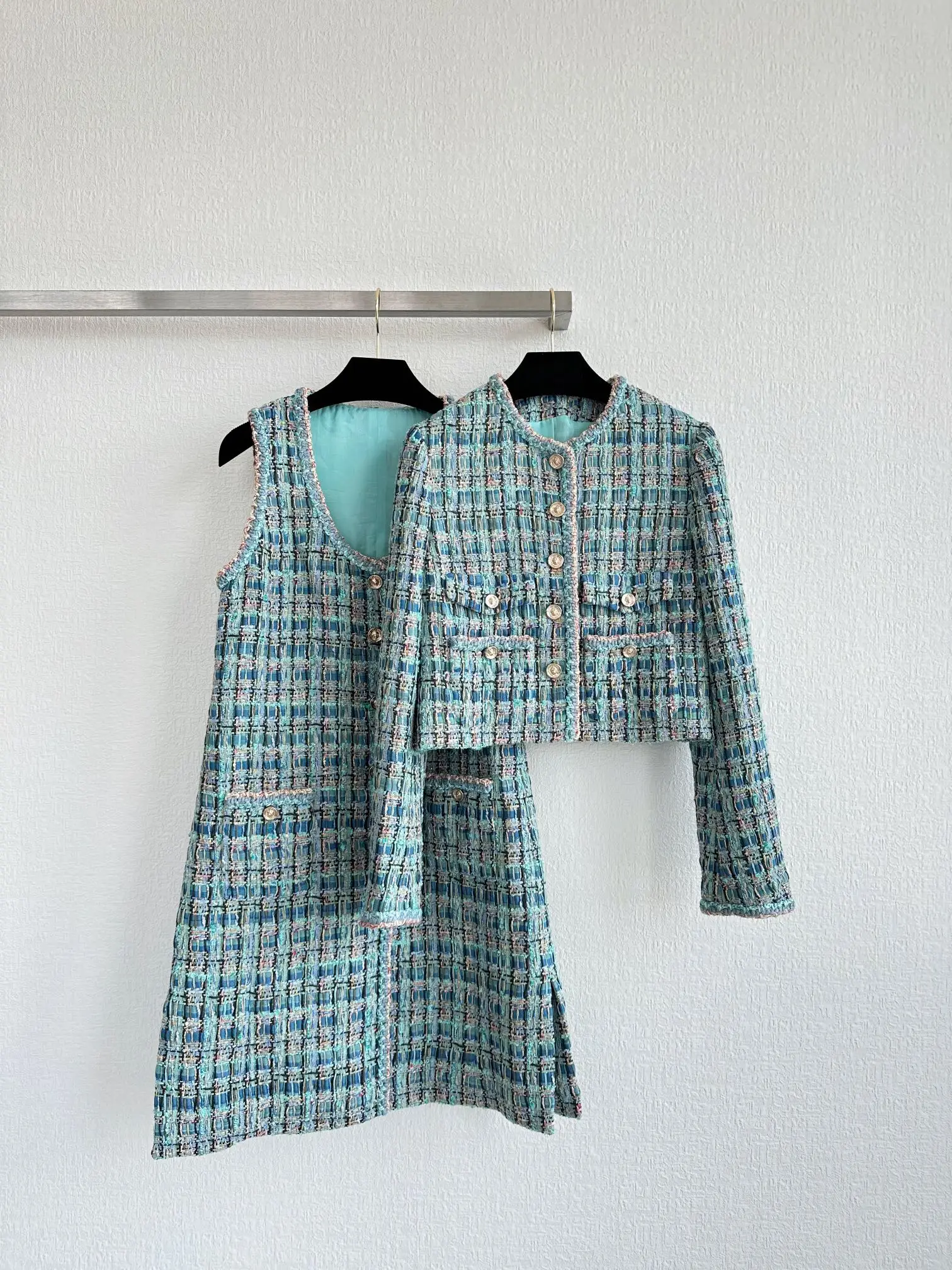 

Plaid tweed jacket and dress