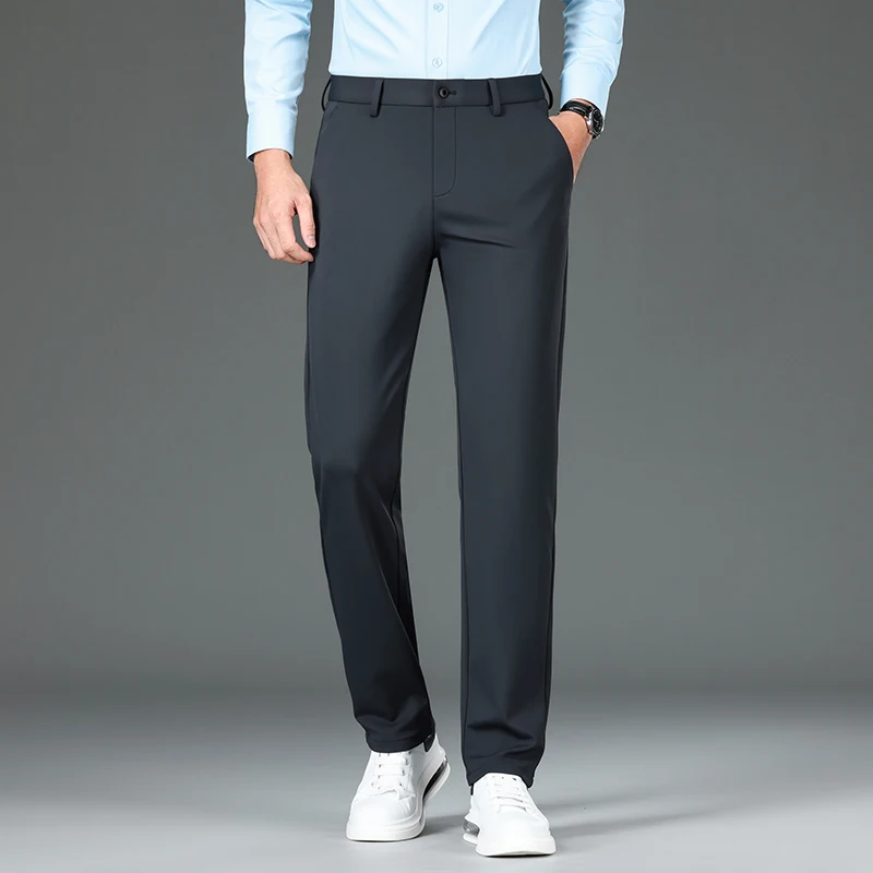 2024 new casual pants suit pants men's business fall and winter straight solid color non-iron stretch wrinkle pants