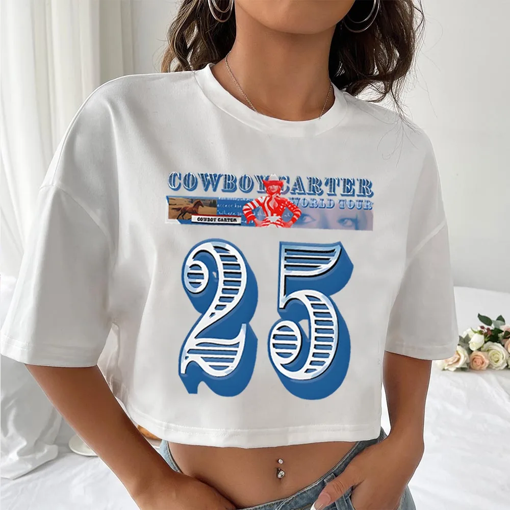

Beyonce Cowboy Carter Tour 2025 Shirt Women O-Neck Short Sleeves Crop Tops T-shirt Fans Gift