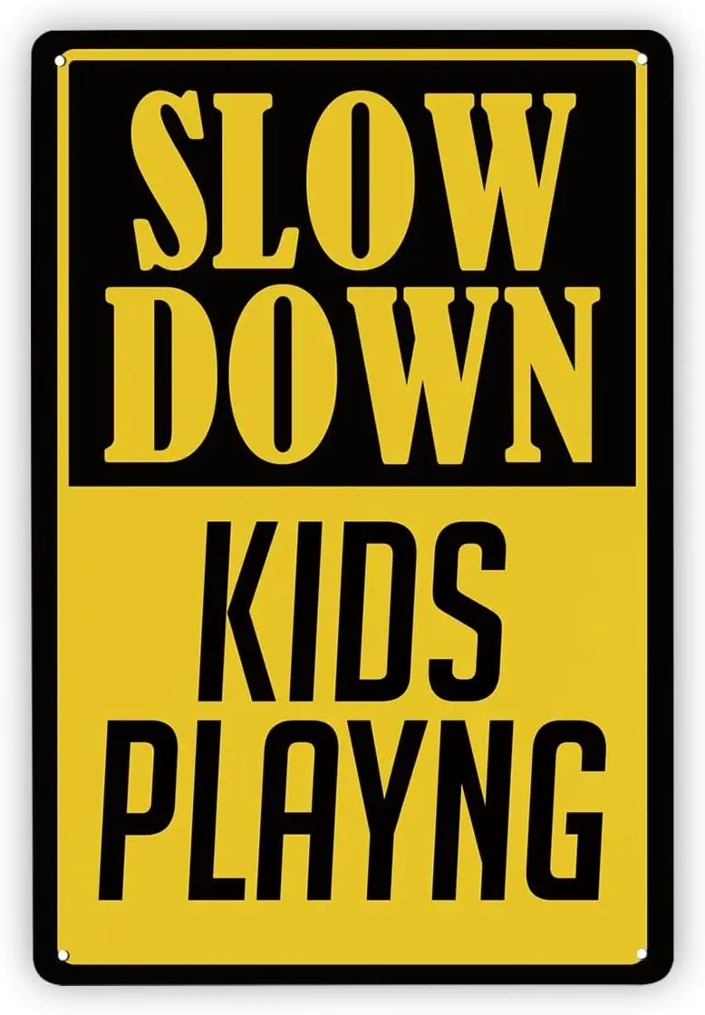 Safety Metal Signs for Street, Slow Down Kids Playing Sign, Kids Playing Sign for Street, Reflective Aluminum, Weather Resistant