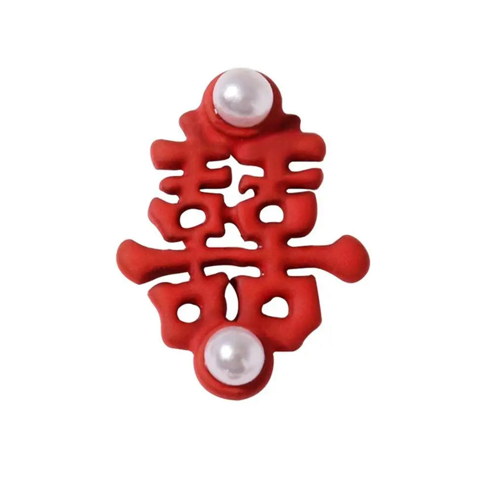 เครื่องมือทำเล็บลายปมจีนสีแดงมงคล เครื่องประดับมุก DIY ตกแต่งเล็บ ปีใหม่ ศิลปะบนเล็บ เครื่องประดับโลหะผสม